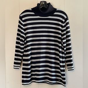 Tommy Hilfiger Striped 3/4 Sleeve Turtleneck